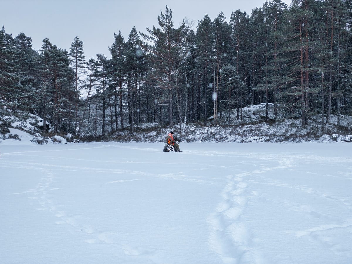 Isfiske på Grimevann.