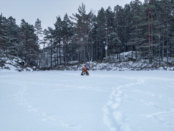 Isfiske på Grimevann.